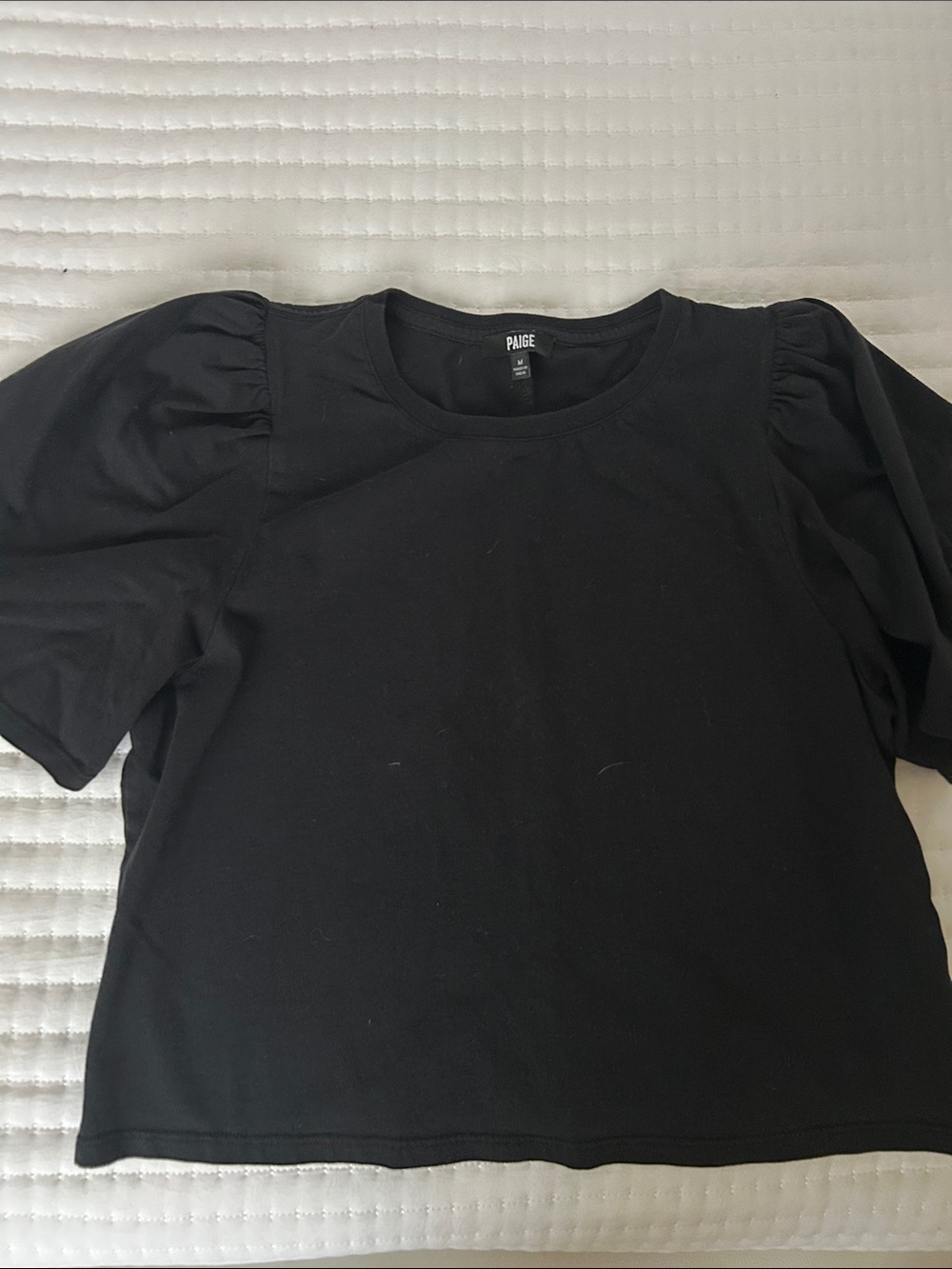 PAIGE Black Short Puff Sleeve Crew Tee